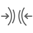 Icono con cuatro líneas que se curvan hacia dentro y una flecha que apunta hacia dentro a cada lado para representar impactos laterales.