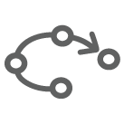 Icono de círculos conectados por una flecha
