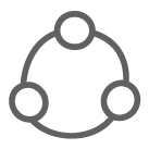 Icono de tres círculos conectados