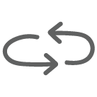 Icono de dos flechas con forma ovalada 