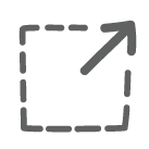 Carré en pointillés avec flèche partant du centre du carré et pointant vers le coin supérieur droit.