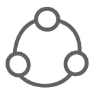 Icon of three circles connected 
