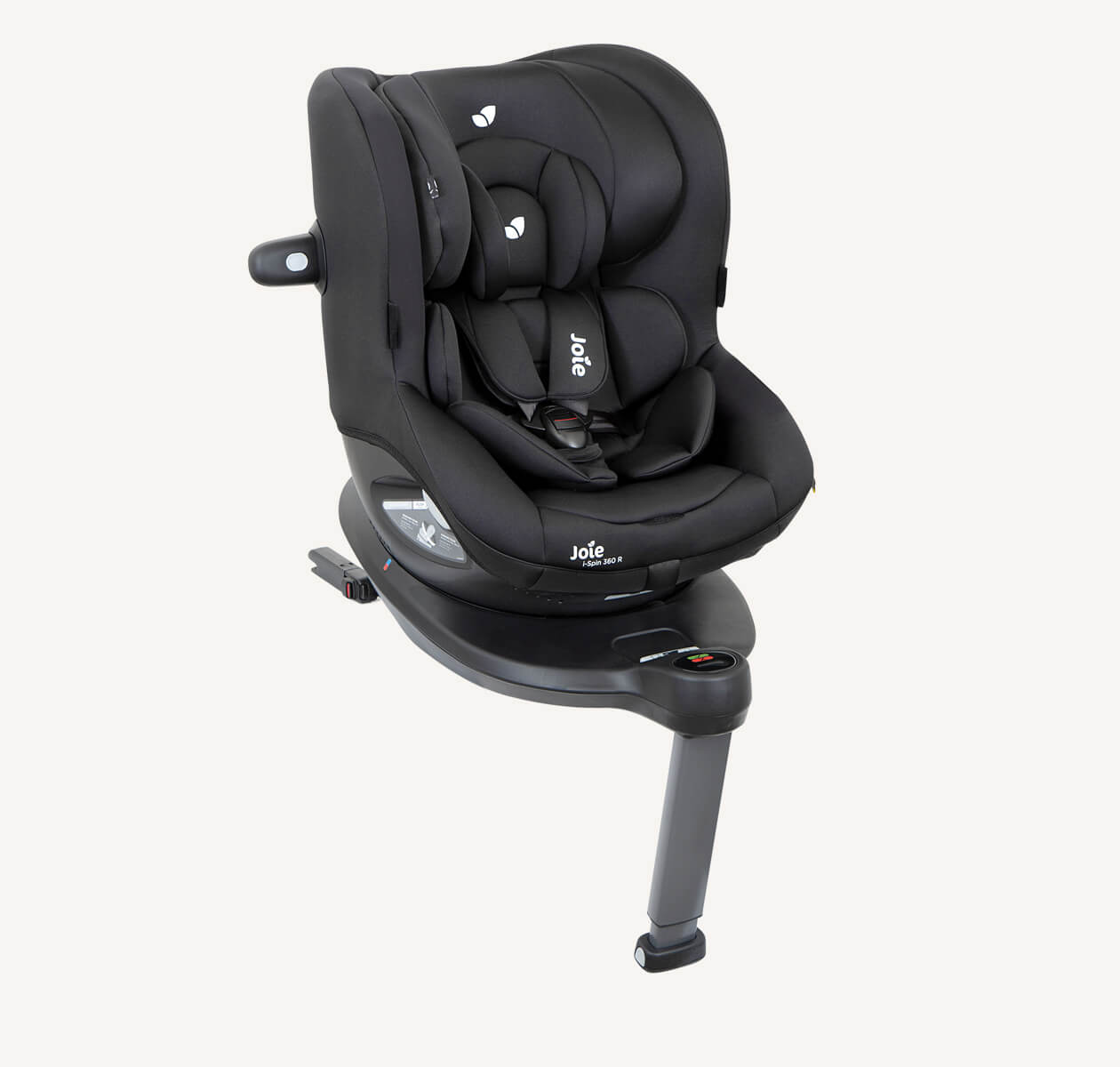  Joie I-Spin 360 R draaibare autostoel in de kleur black onder een hoek naar rechts. 