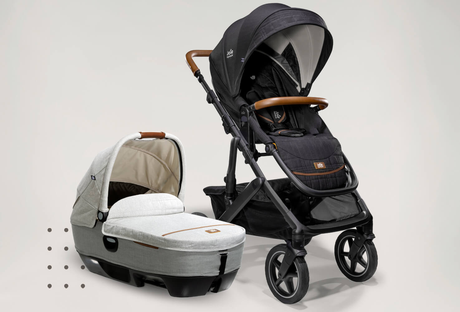 Vinca Kombi-Kinderwagen mit der Calmi R129 Auto-Babywanne.
