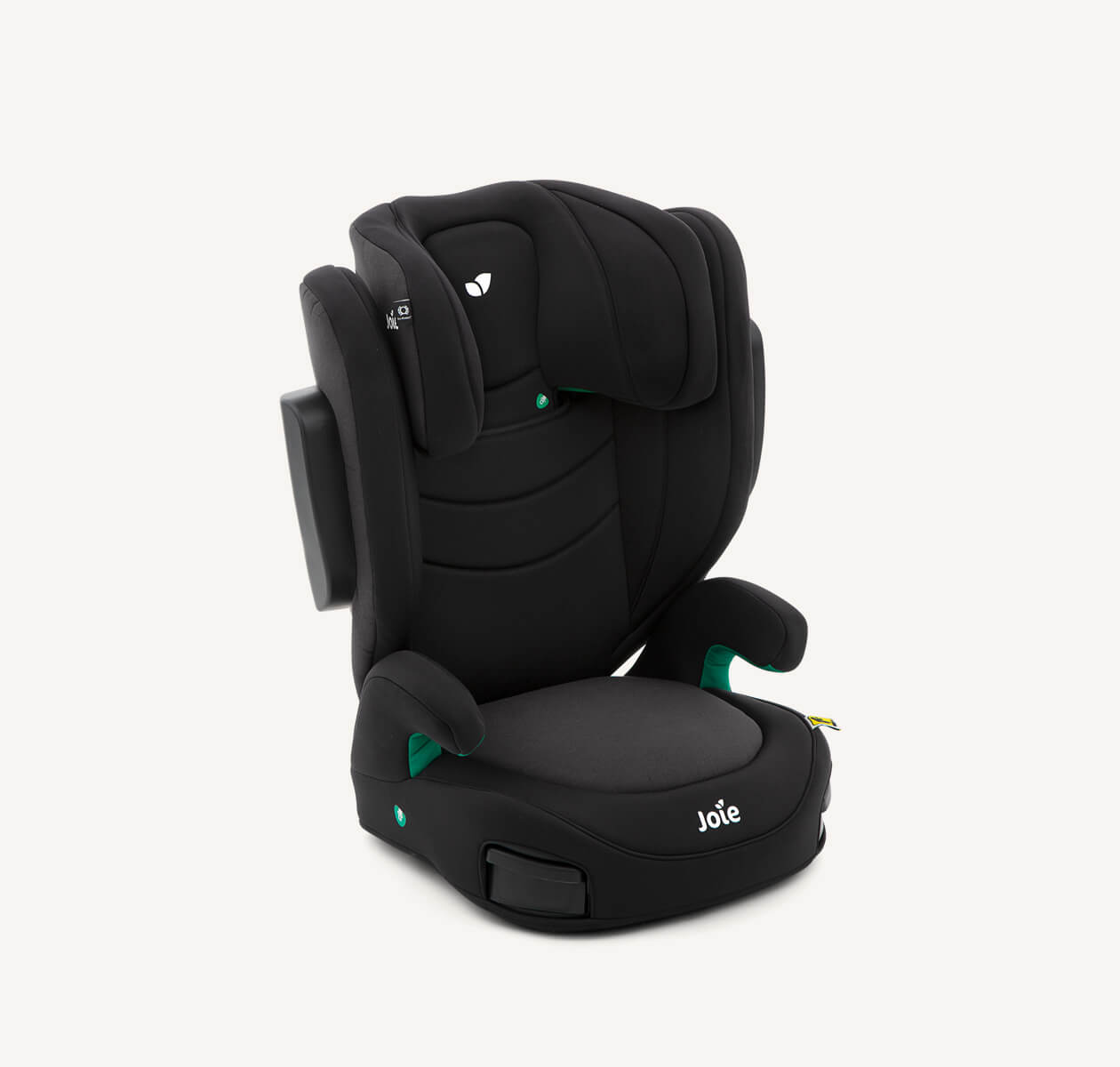 I-Trillo high back booster seat facing to the right at a 45 degree angle with the headrest in the lowest position.