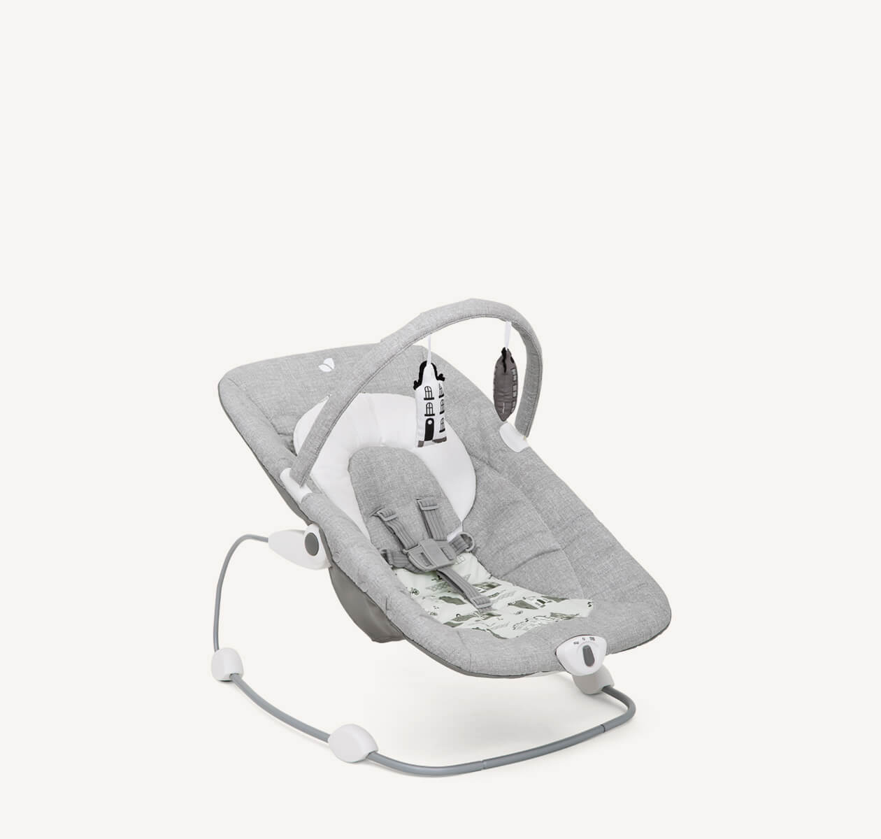  Joie light gray wish bouncer at a right angle.