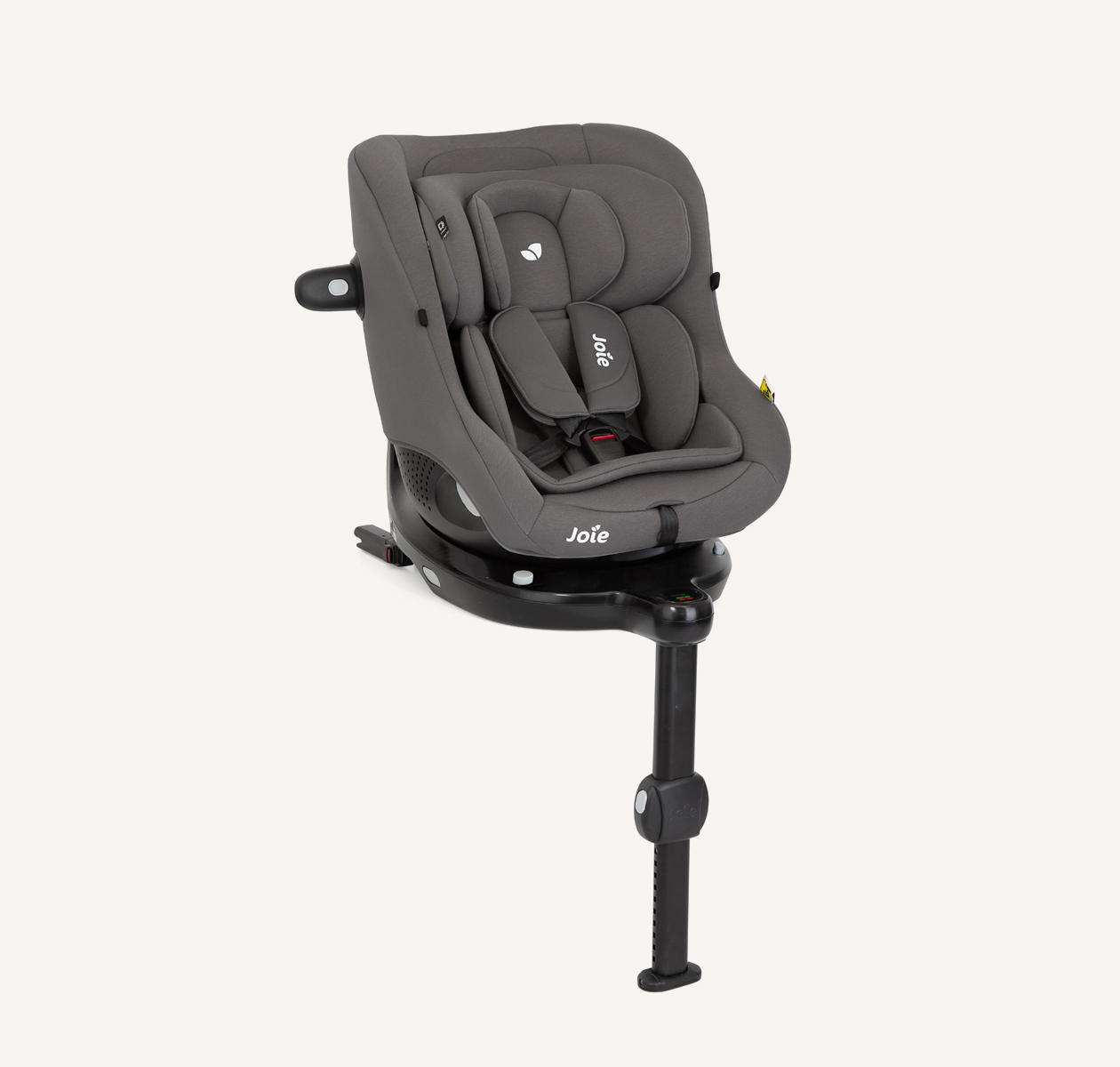 Joie i-Pivot 360 car seat in gray at an angle