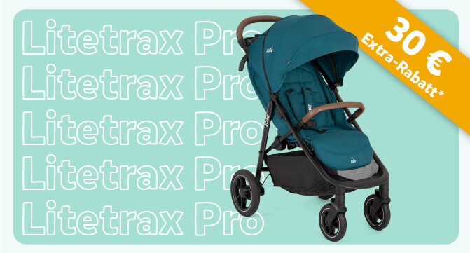 Ein Banner zur Joie Litetrax Pro Rabattaktion.